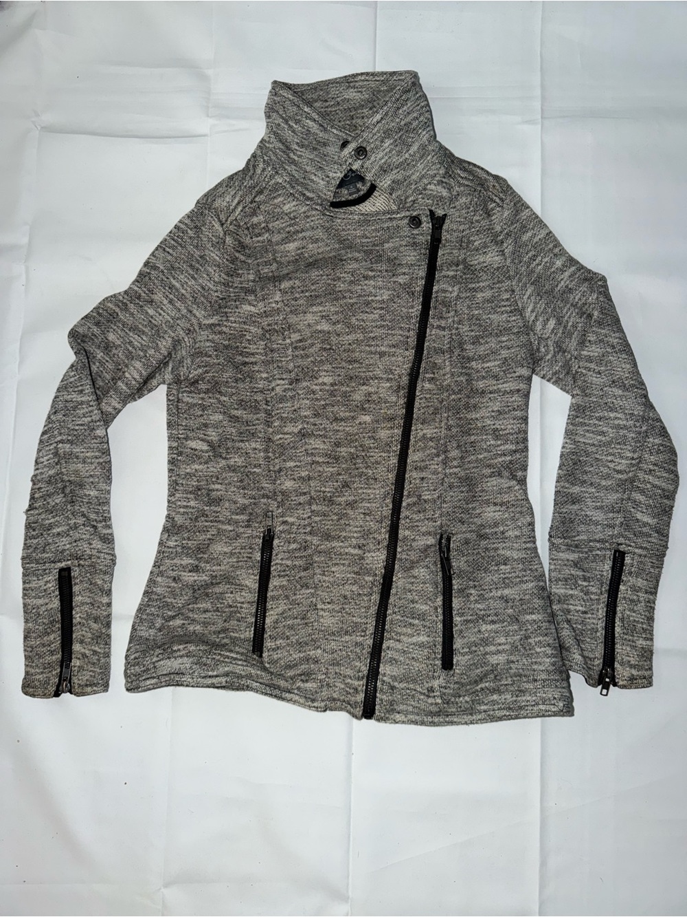Market & Spruce Heather Gray Asymmetrical Zip Jacket - Picture 1 of 3
